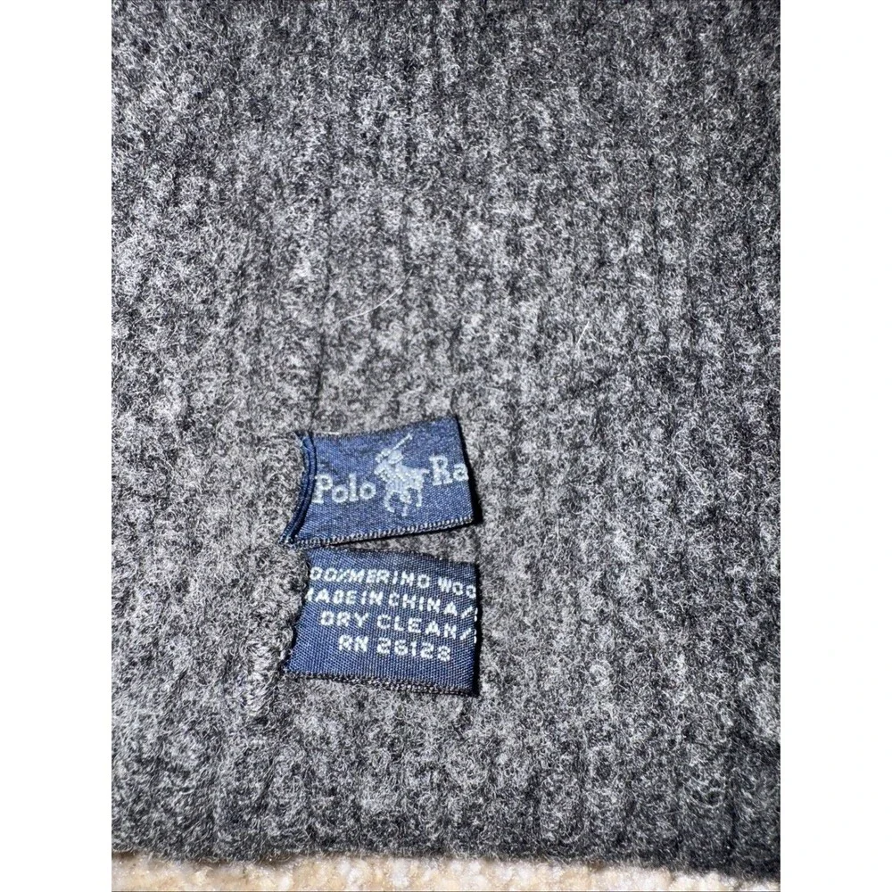 Polo Ralph Lauren Pony Beanie Hat Cap Grey Wool Blend Rib Knit OS